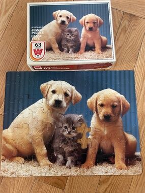 Vintage Whitman Junior Guild Jigsaw Puzzle 63 Piece Puppies & Kitten